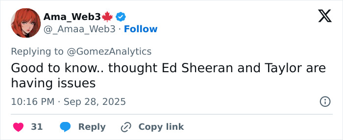 Tweet discussing Taylor Swift&rsquo;s public appearance and speech at Selena Gomez&rsquo;s wedding, addressing fan speculation.