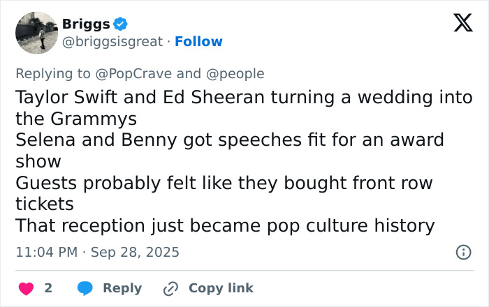 Taylor Swift steals the spotlight at Selena Gomez's wedding with a memorable speech alongside Ed Sheeran.