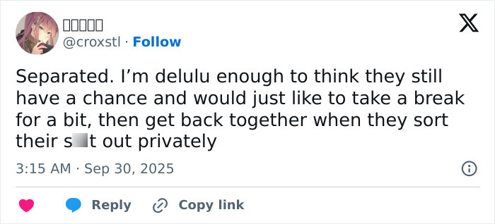 Tweet screenshot discussing Nicole Kidman and Keith Urban's split and fans' reactions about their relationship status.