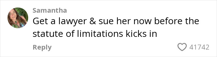 Comment urging to get a lawyer and sue the celebrity facialist before the statute of limitations ends.