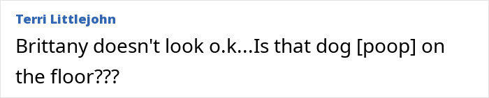 Comment expressing concern over Britney Spears’ behavior related to a dog poop incident causing fear within her inner circle. Comment expressing concern over Britney Spears’ behavior related to a dog poop incident causing fear within her inner circle.