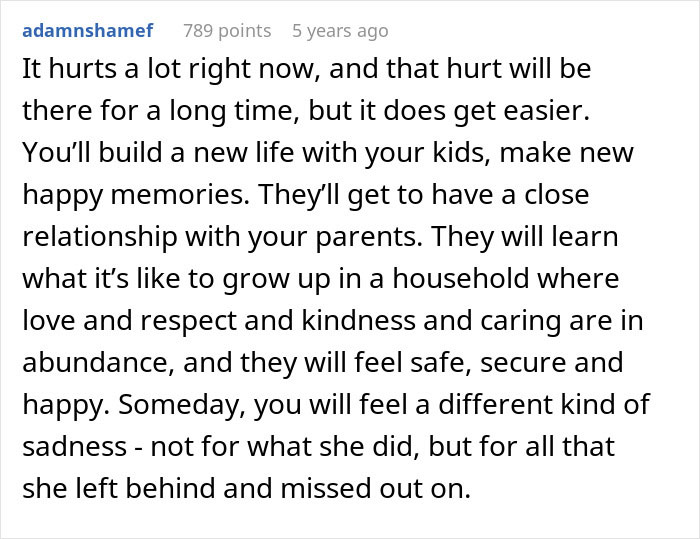 Screenshot of a heartfelt comment about a wife leaving toddlers behind while the husband copes with the situation.