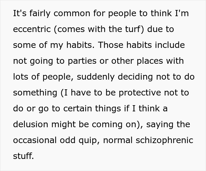 Text excerpt about eccentric habits and protective behavior of a schizophrenic man before a prank hospital visit.