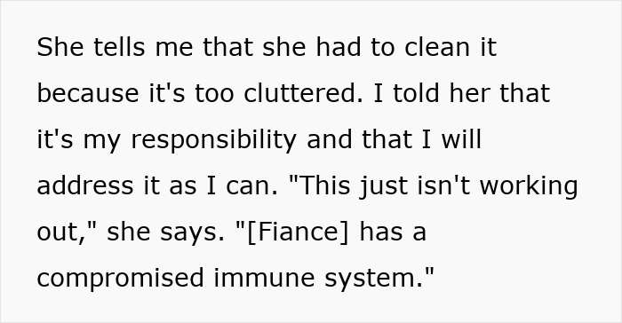 Text excerpt describing a woman discussing responsibility and immune system concerns amid family conflict related to anaphylactic shock.