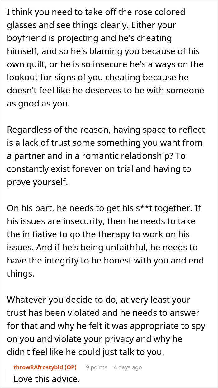 Man goes through girlfriend&rsquo;s phone, shocked by her reaction, highlighting trust issues in a long-term relationship.