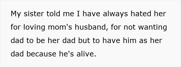 Text about sister conflict over bride refusing mom's hubby to walk her down the aisle causing family tension.