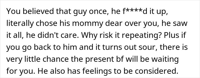 Text message warning about risky relationships and feelings, related to MIL poisoning toddler with essential oils incident.