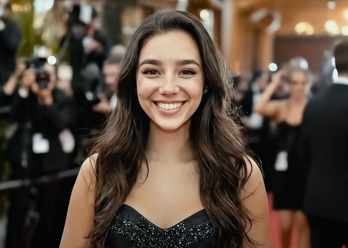 AI actress Tilly Norwood smiling at film festival with blurred crowd in background, highlighting Emily Blunt's agency concerns. AI actress Tilly Norwood smiling at film festival with blurred crowd in background, highlighting Emily Blunt's agency concerns.