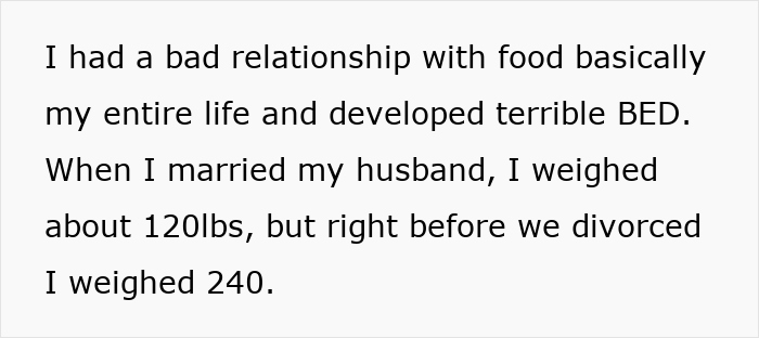 Text about struggling with food and weight gain, highlighting issues in a shallow relationship and dishonesty about cheating.