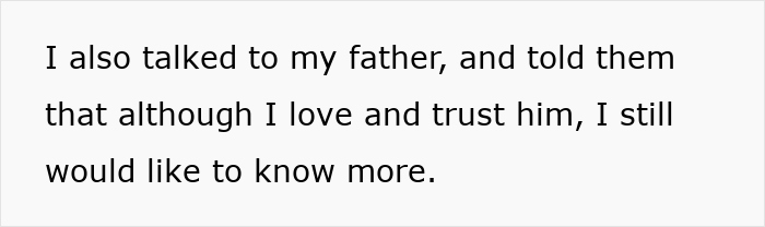 Text excerpt showing a woman expressing trust but wanting to know more about her boyfriend acting secretive and mysterious.