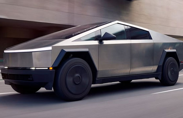 Futuristic electric vehicle with sharp angles showcasing the inclusion of AI into modern tech and design trends.