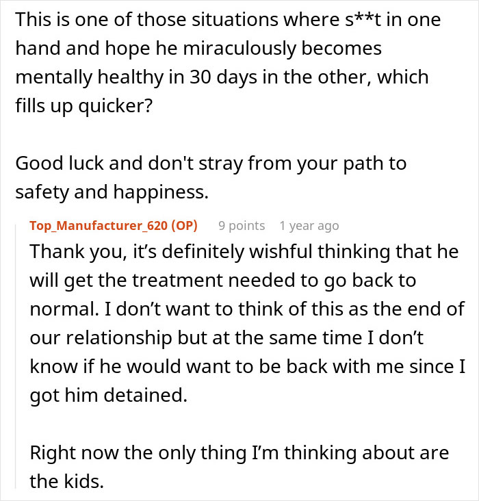 Text conversation about relationship struggles and hope for mental health treatment, highlighting lessons learned by a woman giving husband another chance.