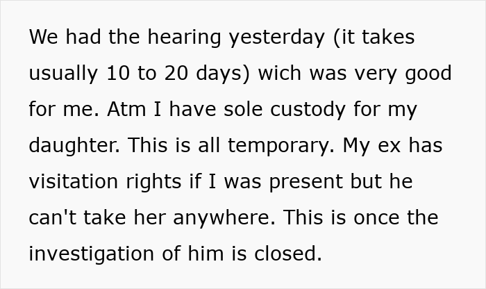 Text excerpt discussing custody and visitation rights amid an investigation related to toddler poisoning with essential oils.