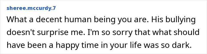 Screenshot of an Instagram comment expressing sympathy about bullying, related to Charlie Kirk high school claims.