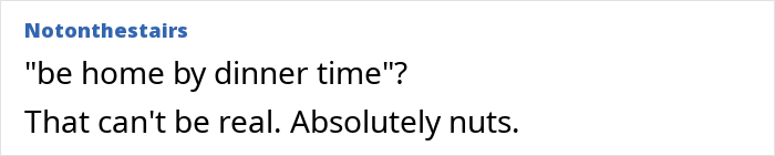 Text post from user Notonthestairs reacting to a live-in nanny curfew, describing it as absolutely nuts.