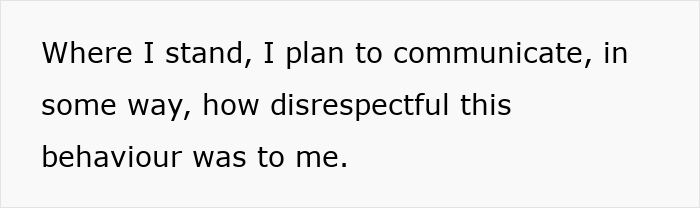 Text on a white background stating plans to communicate how disrespectful the parents’ behavior was regarding the cat. Text on a white background stating plans to communicate how disrespectful the parents’ behavior was regarding the cat.
