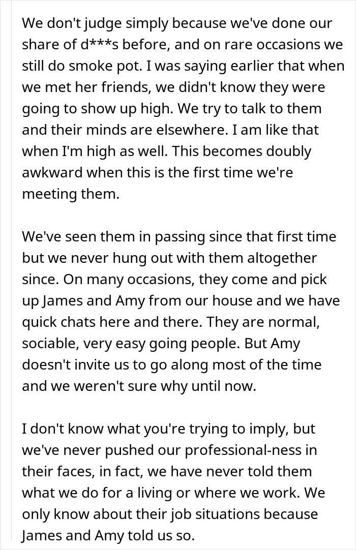 Text excerpt discussing a woman accusing homeowners of ruining her party because they didn&rsquo;t leave the home.