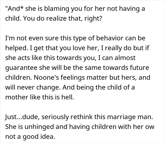 Husband&rsquo;s experience with wife&rsquo;s reaction to attending sister&rsquo;s baby shower causing emotional distress and need for therapy.