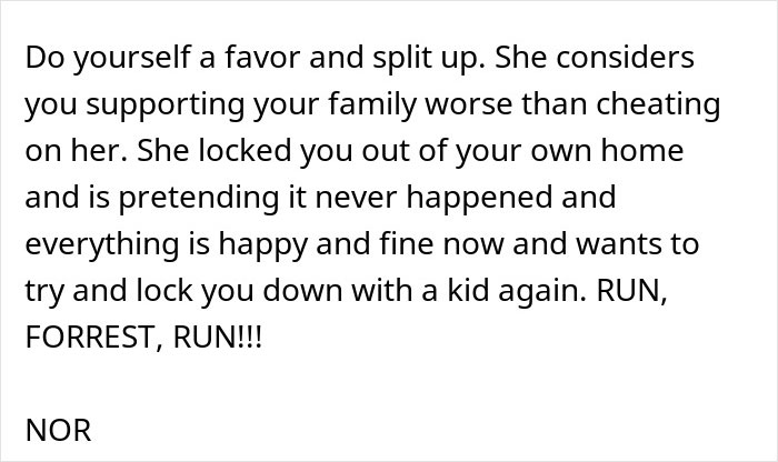 Alt text: Text message describing wife&rsquo;s reaction to husband attending sister&rsquo;s baby shower causing relationship crisis and need for therapy