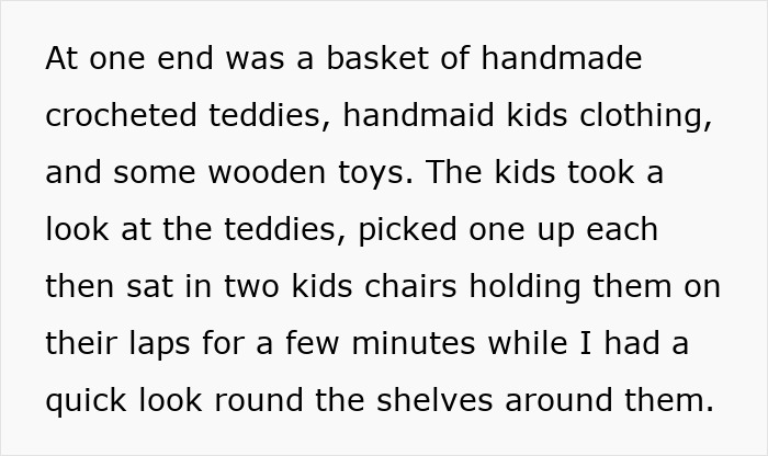 Basket of handmade crocheted teddies and kids toys with children sitting in chairs holding them on laps. Basket of handmade crocheted teddies and kids toys with children sitting in chairs holding them on laps.