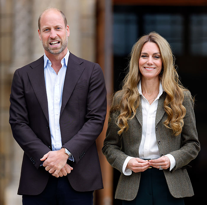 Prince William and Kate Middleton posing outdoors with Kate's long blonde hair highlighted amid hairdresser comments on trolls. Prince William and Kate Middleton posing outdoors with Kate's long blonde hair highlighted amid hairdresser comments on trolls.