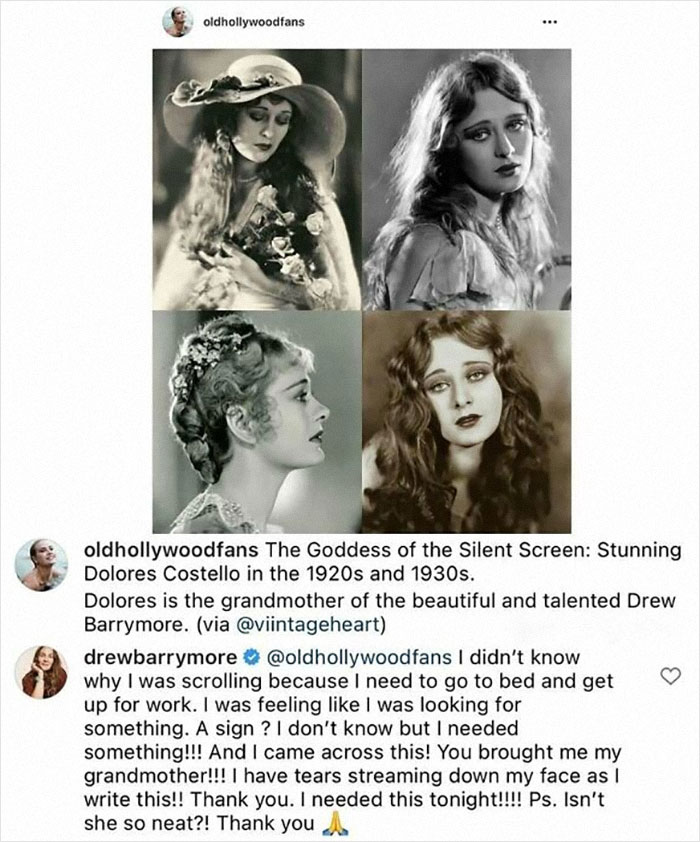 Vintage black and white portraits of silent screen celeb Dolores Costello showcasing unexpected gems in celebrity comments.