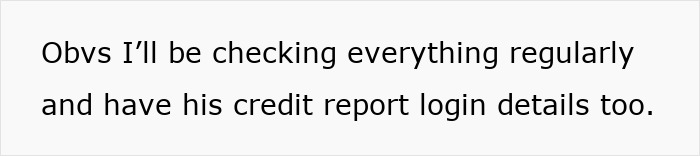 Text saying wife feels stupid after discovering husband's large hidden debt, planning to monitor credit report closely.