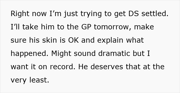 Text showing a parent discussing their first time taking care of their son and forgetting to change his diaper or feed him.