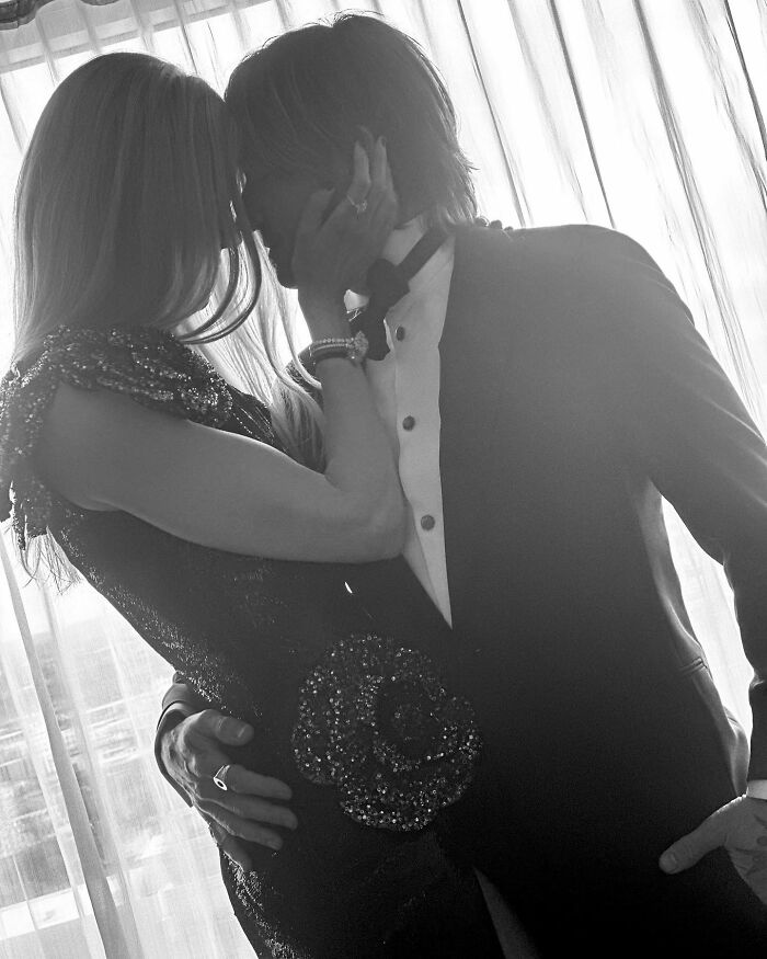 Nicole Kidman and Keith Urban sharing a close moment in formal attire, sparking reactions about their split and Jimmy Fallon.