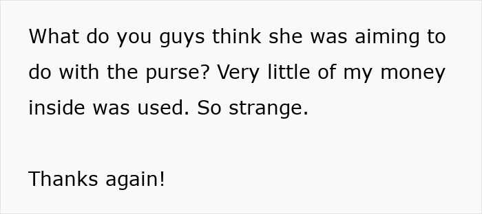 Text message discussing confusion over purse use, related to woman ending 15-year friendship after purse fiasco.