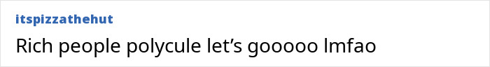 Text post with username itspizzathehut saying "Rich people polycule let&rsquo;s gooooo lmfao," highlighting Coldplay KissCam saga unexpected twist.