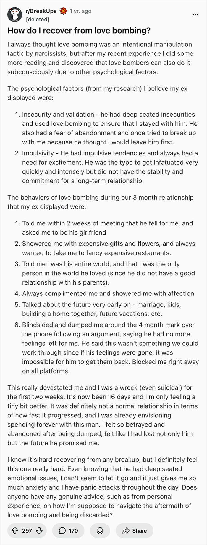 Red flags in a relationship disguised as green lights explained through a personal story of love bombing recovery.