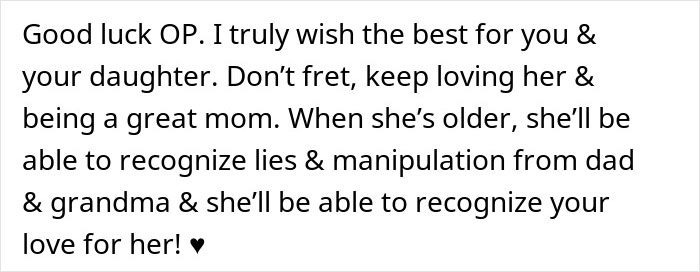 Text message offering support and encouragement to a mother dealing with manipulation by husband and grandmother involving essential oils.