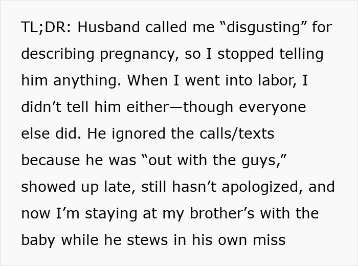 Woman Refuses To Share Any Pregnancy Details With Husband After His Comment, He Misses The Birth