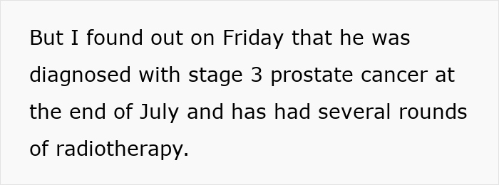 Text excerpt revealing woman learns of ex-husband&rsquo;s cancer diagnosis only by snooping, feeling betrayed he hid truth.
