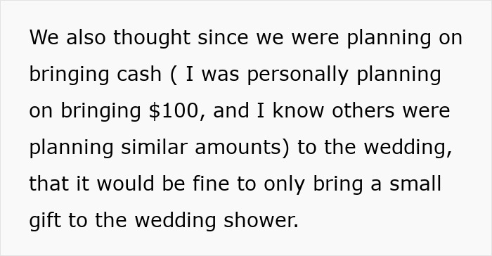 Text about planning to bring cash to a wedding and only a small gift to the wedding shower after cheap wedding shower gifts.