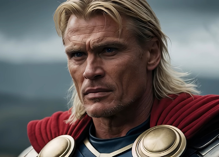 AI recast of The Avengers as a 90s Hollywood movie character with long blonde hair and red cape. AI recast of The Avengers as a 90s Hollywood movie character with long blonde hair and red cape.