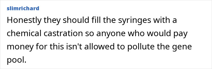 Comment criticizing the cosmetic trend Scrotox, expressing strong disapproval and concern about its impact on the gene pool.