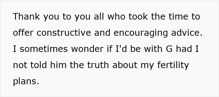 Woman considers hiding artificial insemination plans from date while expressing strong desire to become a mother.