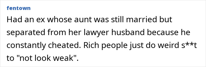 Comment text discussing a personal story about a lawyer husband cheating, related to Coldplay KissCam saga rumors.