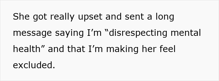 Text message showing someone upset, claiming disrespect of mental health and feeling excluded over therapy dog ban. Text message showing someone upset, claiming disrespect of mental health and feeling excluded over therapy dog ban.