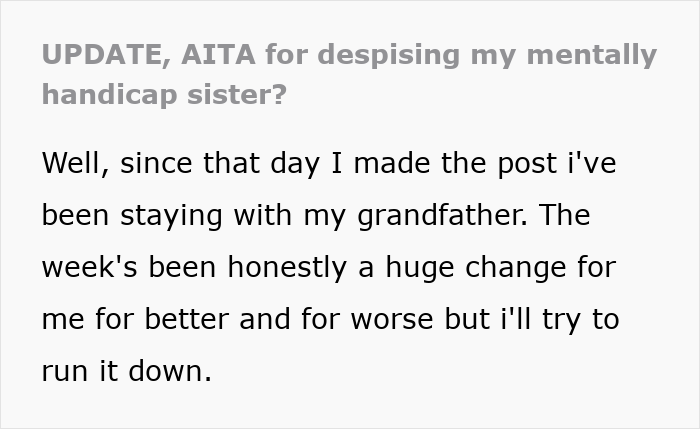 Text excerpt from a post about a teen feeling like a prisoner while babysitting autistic sister and later breaking free. Text excerpt from a post about a teen feeling like a prisoner while babysitting autistic sister and later breaking free.