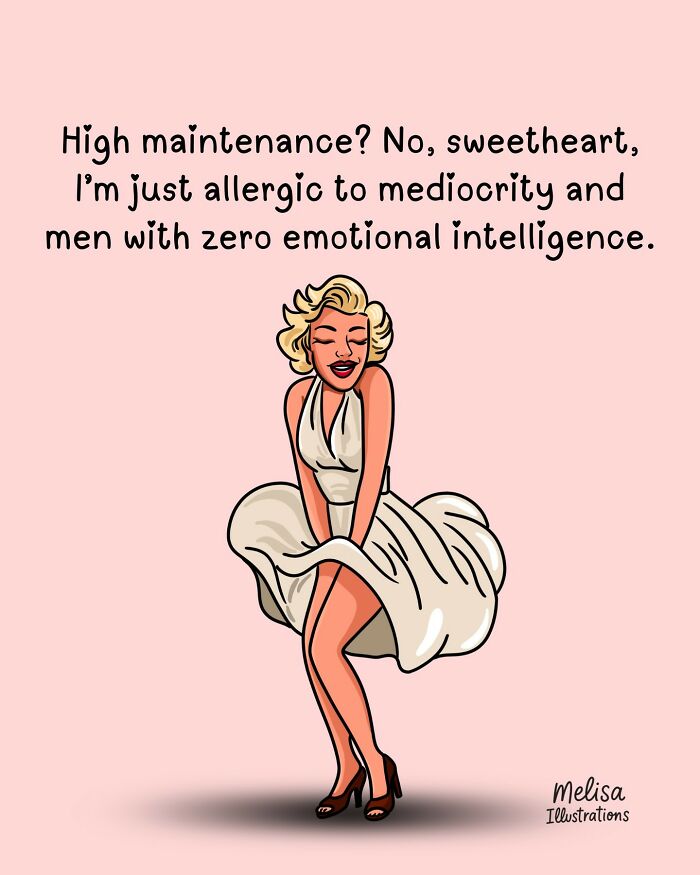 Illustration of a confident woman in a white dress with a quote about emotional intelligence and empowerment.