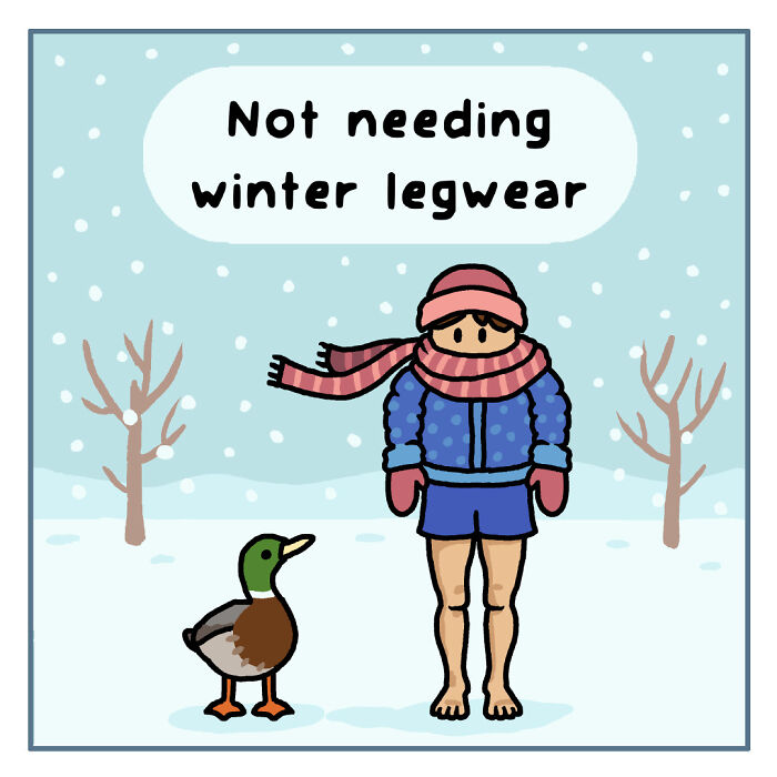 Cartoon showing a person flying with birds, illustrating playful comics about funny nature and wildlife moments.