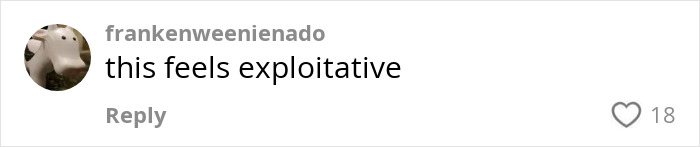 Comment saying this feels exploitative, reflecting reactions to former Nickelodeon child star living homeless at 36. Comment saying this feels exploitative, reflecting reactions to former Nickelodeon child star living homeless at 36.