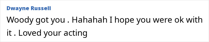 Screenshot of a comment mentioning Woody Harrelson's remark about Rosie Perez's body during an intimate scene.