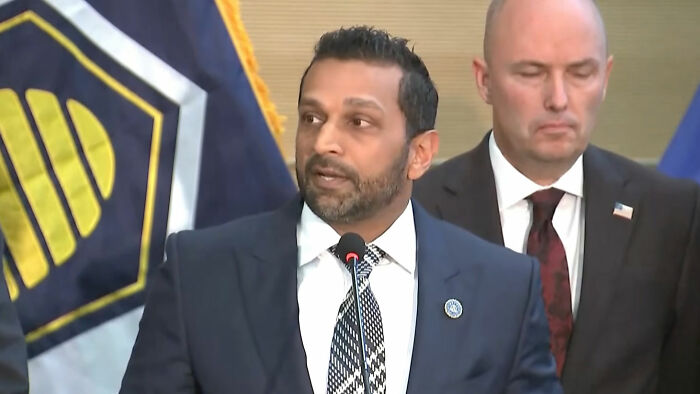 FBI Director speaking at a press conference revealing details of Charlie Kirk assassin capture. FBI Director speaking at a press conference revealing details of Charlie Kirk assassin capture.