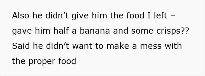 Text message explaining dad forgot to feed and change baby's diaper while taking care of him for the first time.