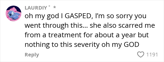 Comment expressing shock and sympathy about a woman&rsquo;s permanent disfigurement after celebrity facialist treatment.