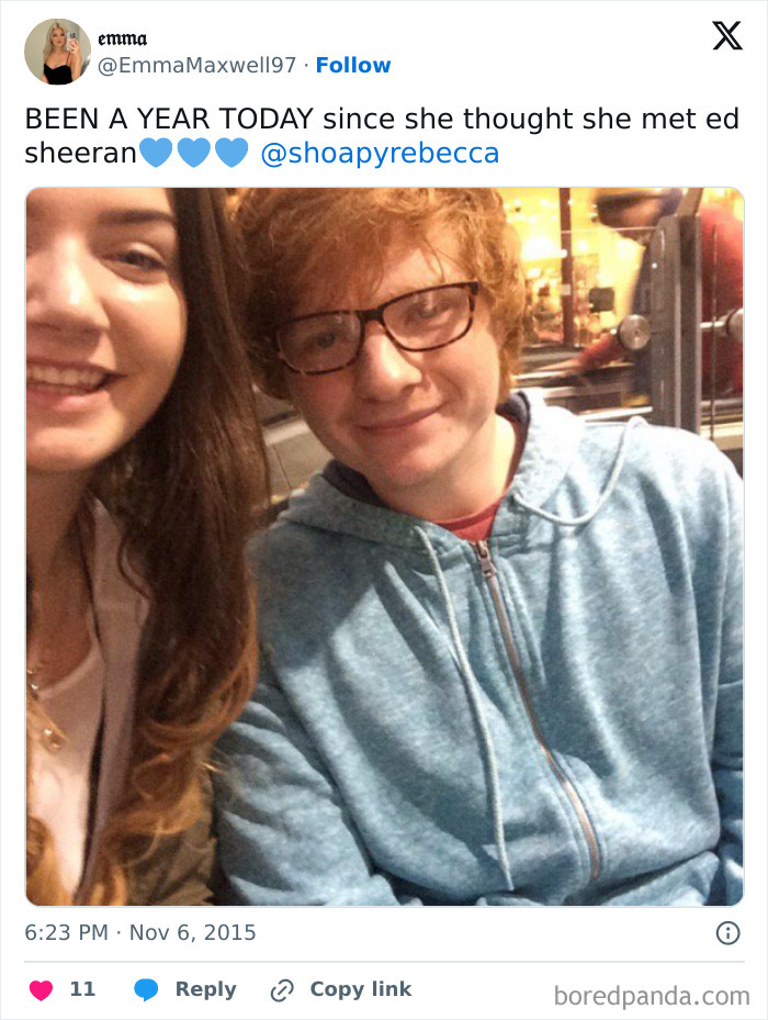 Woman taking selfie with man resembling celebrity, example of people sharing pics with a celebrity and being laughed at online.